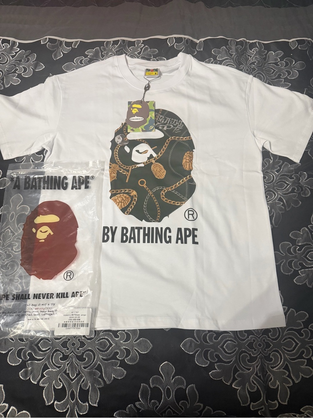 A Bathing Ape White Short-Sleeve Logo Graphic Tee